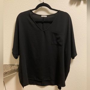 Black v-neck blouse